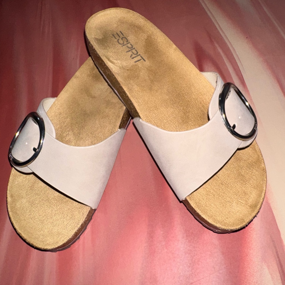 Esprit Women's Tan Slide Sandals with Buckle never worn